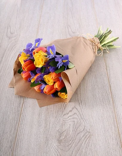 Beautiful Tulip, Iris & Rose Mix Bouquet - Product image