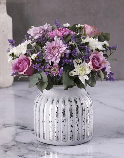 Berry Bliss Blooms In Silver Vase - Product image