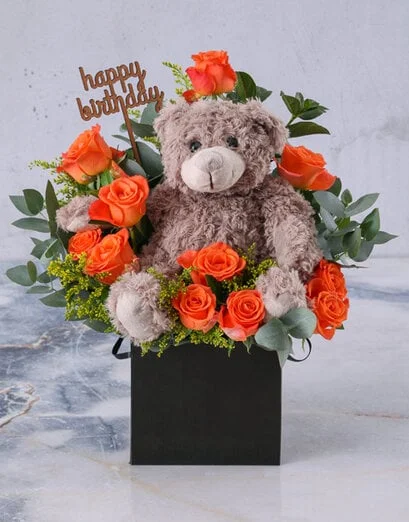 Birthday Orange Rose Arrangement - Product image