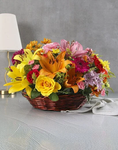 Bright Country Flowers in a Basket - Product image