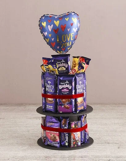 Chocolate Tower Of Love And Balloon - Product image