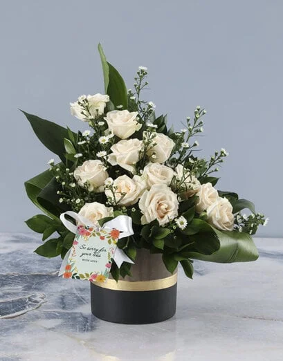 Classic Cream Rose Condolence Arrangement - Product image