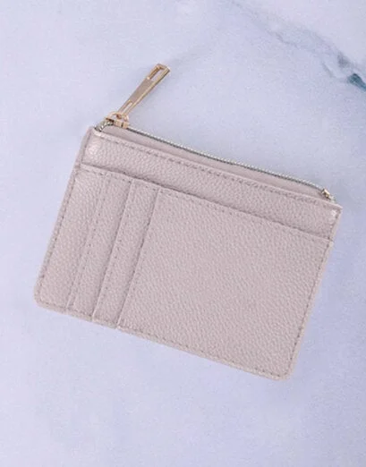 Cream Card Holder With Zip - Product image