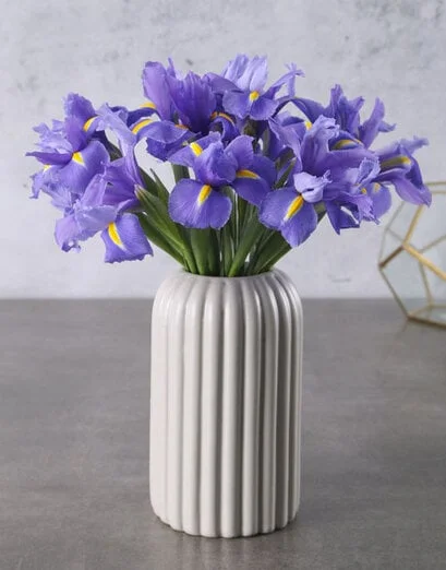 Eye Catching Irises In Vase - Product image