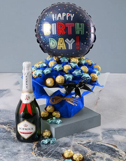 Ferrero And Blue Chocolate Star Arrangement - Product image