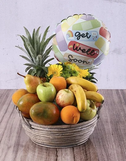 Fruit Basket With Get Well Soon Balloon - Product image