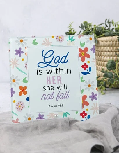 God Is Within Her Glass Tile