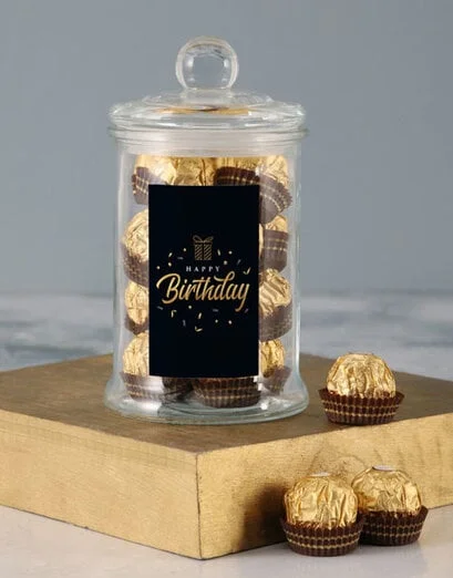 Gold Happy Birthday Ferrero Candy Jar - Product image