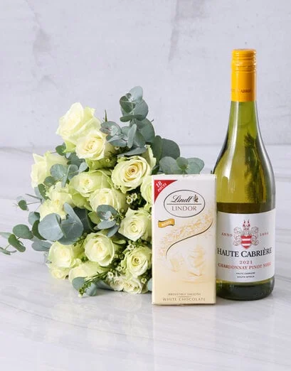 Gorgeous White Rose Bouquet And Gift Set - Product image