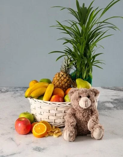 Happy Birthday Plant And Fruit Basket