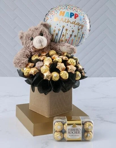 Happy Birthday Teddy And Chocolate Gift - Product image