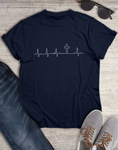 Heartbeat Cross Christian Shirt - Product image