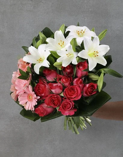 Lily Gerbera and Rose Bouquet - Product image