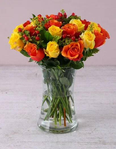 Lively Yellow And Cherry Brandy Roses - Product image