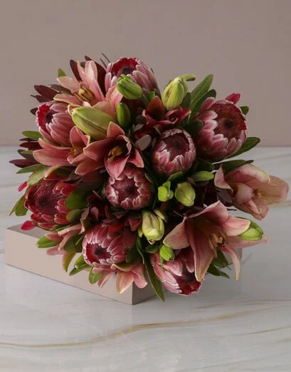 Mixed Proteas and Pink Lilies - Product image