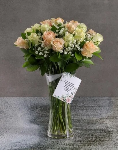 Mixed Sympathy Roses In Flair Vase - Product image
