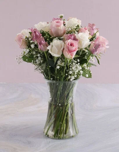 Pale Pastel Mixed Rose Arrangement - Product image