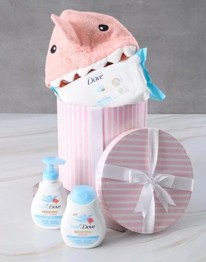 Peach Shark Baby Hooded Towel