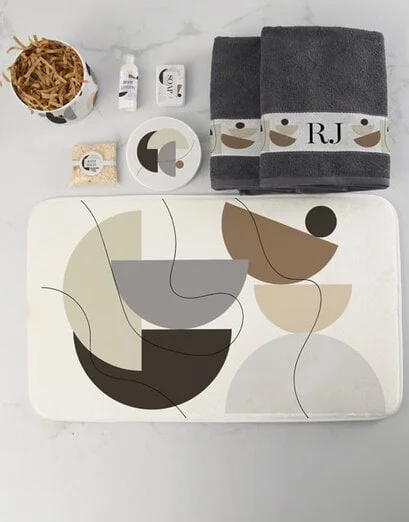 Personalised Abstract Towel And Mat Set - Product image