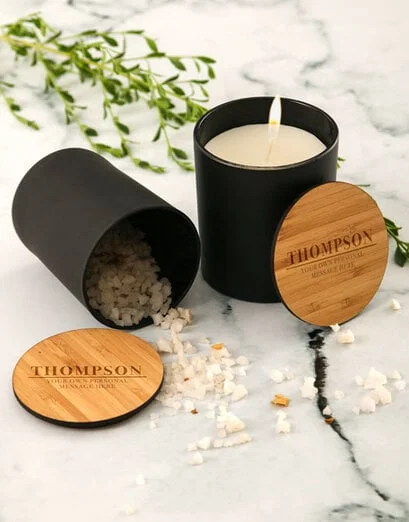 Personalised Bamboo Vanilla Scented Candle Set - Product image