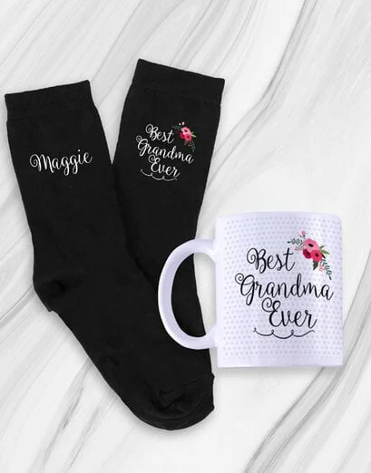 Personalised Best Grandma Ever Socks In Mug - Product image
