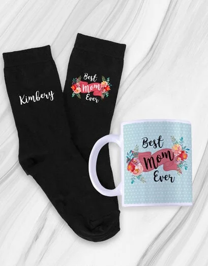 Personalised Best Mom Floral Socks In Mug Set - Product image