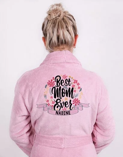 Personalised Best Mom Vintage Pink Fleece Gown