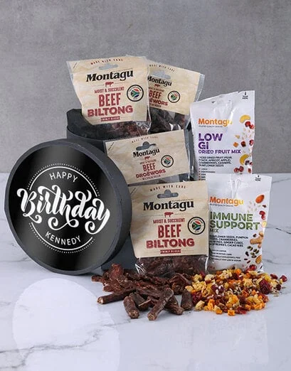 Personalised Birthday Biltong Hat Box - Product image