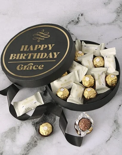 Personalised Black And Gold Birthday Box - Product image