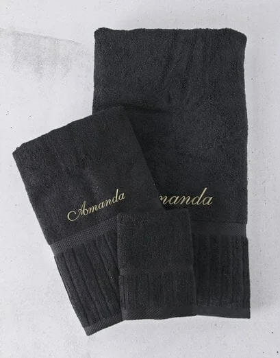Personalised Black And Gold Towel Set - Product image