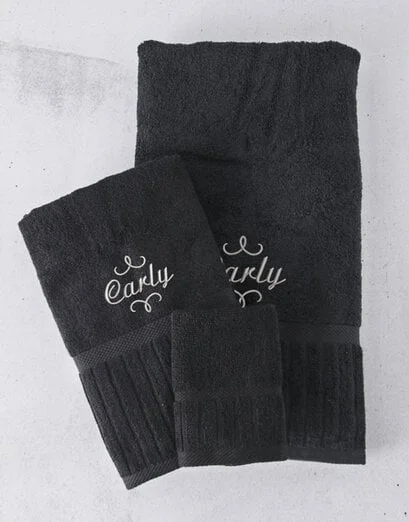 Personalised Black And Silver Towel Set - Product image