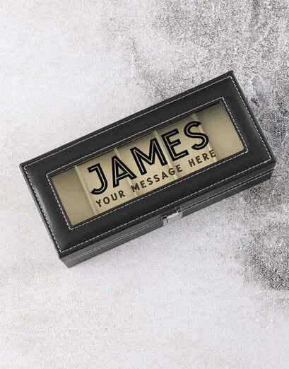 Personalised Black And Silver Watch Box - Product image
