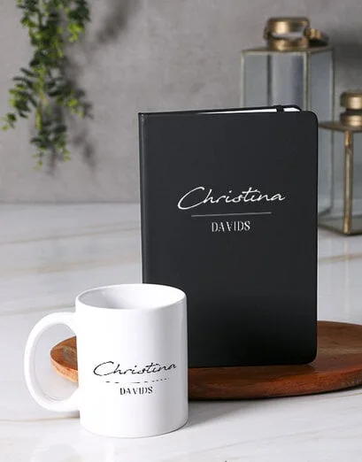 Personalised Black Foiled Notebook Gift Box - Product image