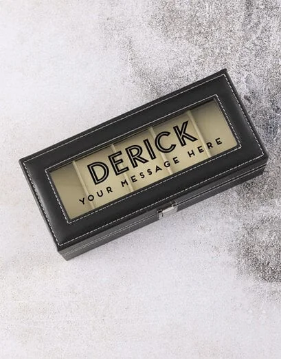 Personalised Black Leather Watch Box - Product image