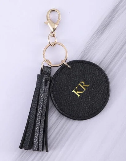 Personalised Black Round Key Chain Gift Set - Product image