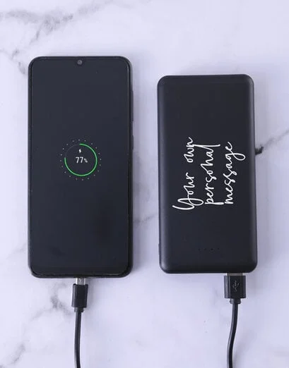 Personalised Black Script Powerbank - Product image