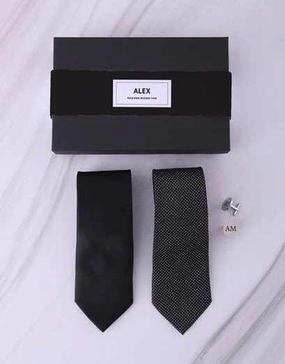 Personalised Black Tie Gift Box Set - Product image