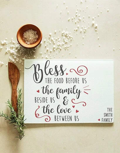 Personalised Bless The Food Glass Chopping Board - Product image