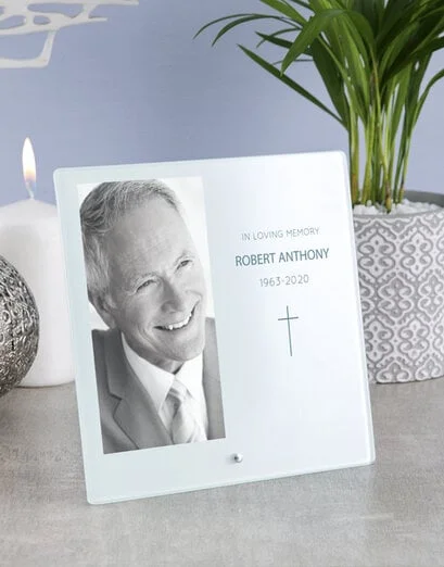 Personalised Blue Cross Glass Tile - Product image