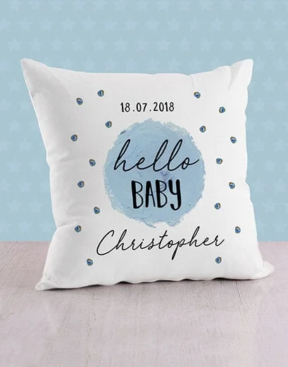 Personalised Blue Dots Baby Scatter Cushion - Product image