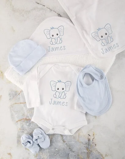 Personalised Blue Ellie Baby Bath Set