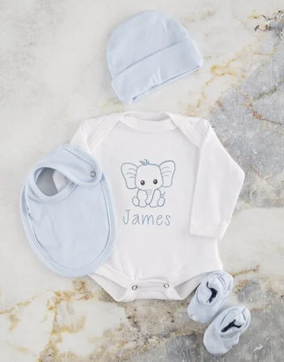 Personalised Blue Ellie Baby Clothing