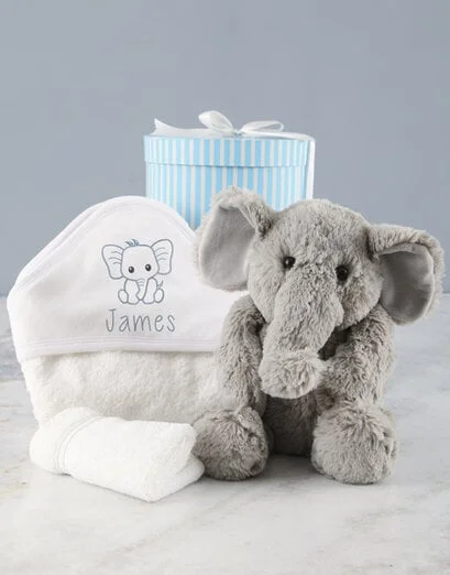 Personalised Blue Ellie Baby Hooded Towel - Product image