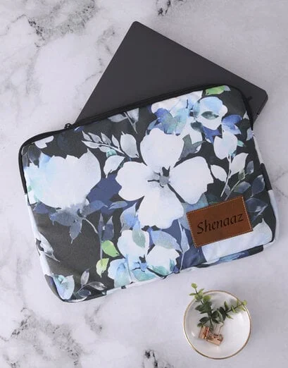 Personalised Blue Floral Laptop Sleeve - Product image