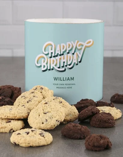 Personalised Blue Rainbow HBD Cookie Tube - Product image