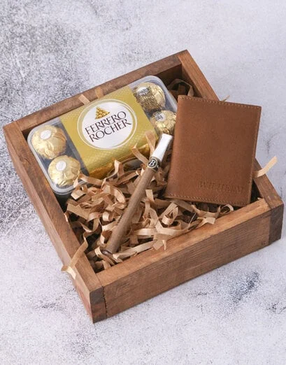 Personalised Brown Card Case And Treats - Product image