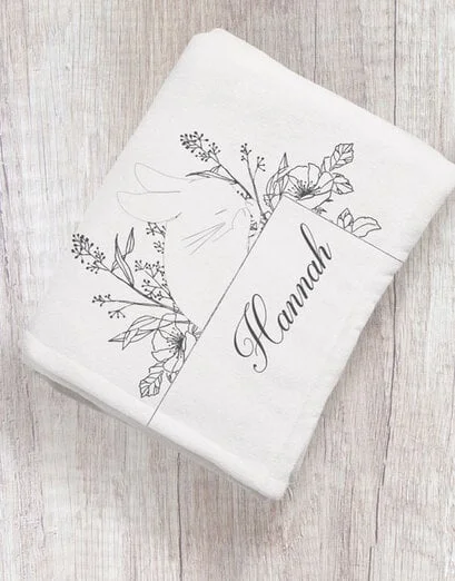 Personalised Bunny Sketch Baby Blanket - Product image