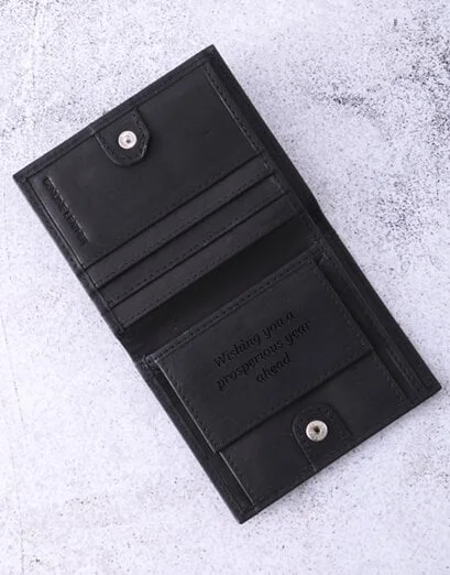 Personalised Busby Pygmy Black Bilfold Wallet - Product image