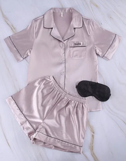 Personalised Champagne Piping Pyjama Set - Product image