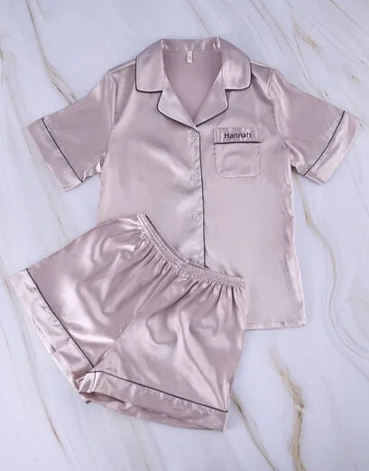 Personalised Champagne Piping Pyjama - Product image